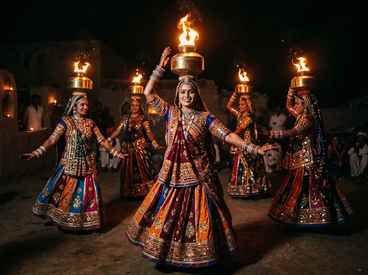 Chari Flame Dance at Night
